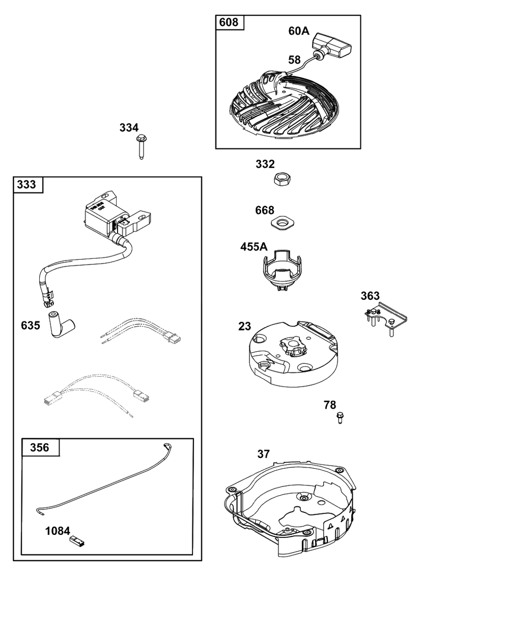 Flywheel, Ignition, And Starter Group Diagram and Parts List for 9P702-0061-H5  Briggs and Stratton Engine